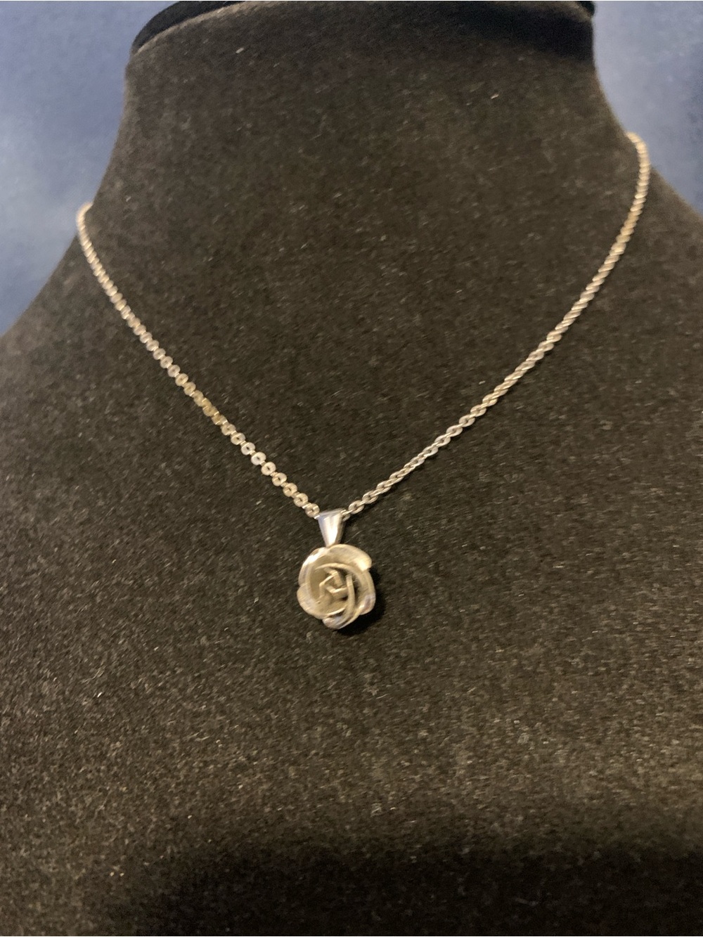 Sterling Silver Rose Pendant Necklace - Silver